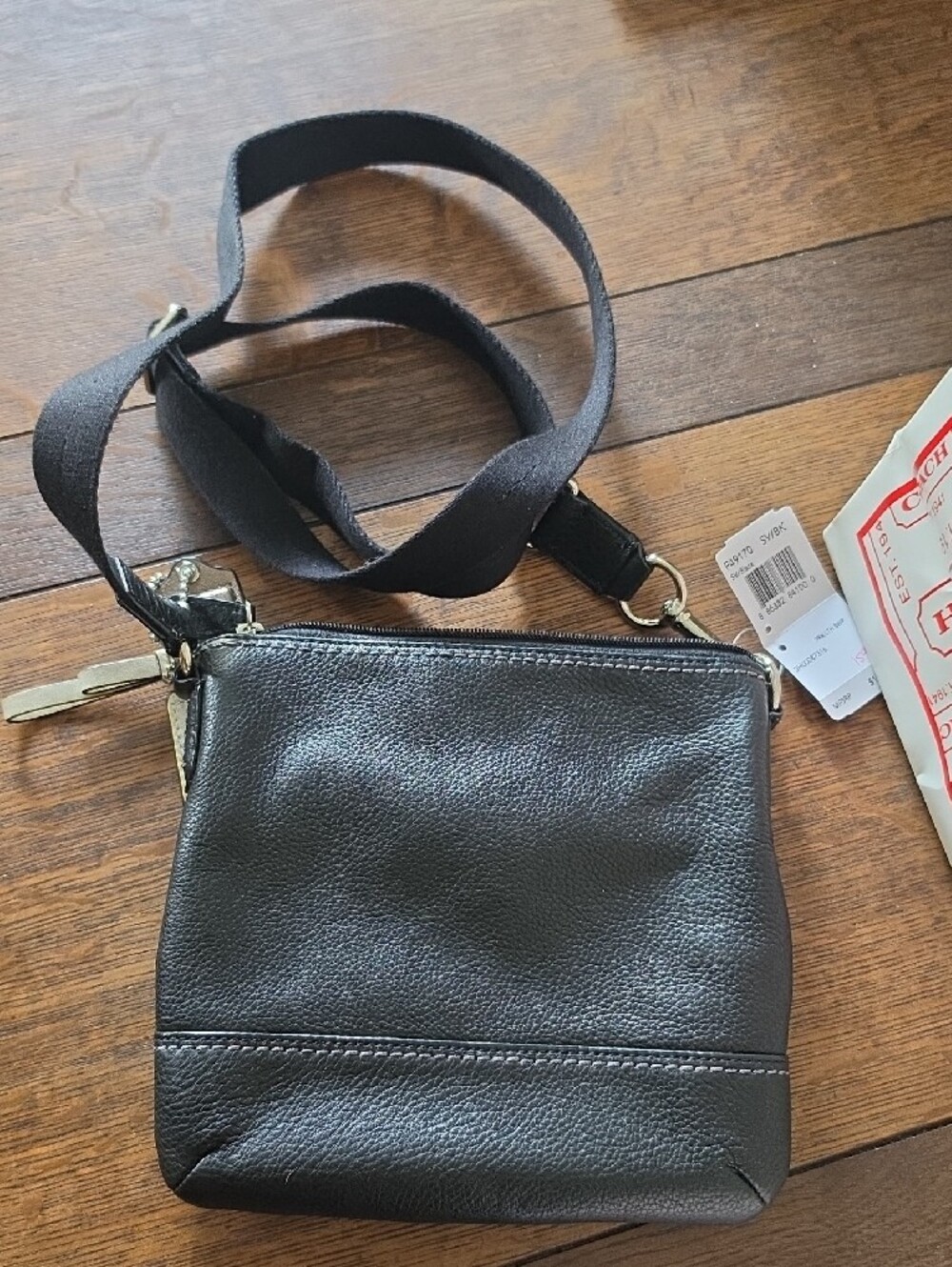 Coach Classic Black Leather Crossbody Bag F49170 NWT - Picture 2 of 4